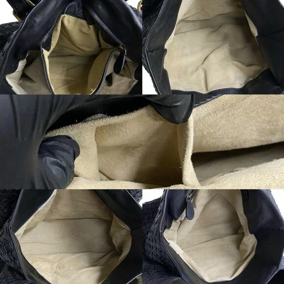 BOTTEGA VENETA Black Leather Intrecciato Tote Bag - Picture 8 of 9